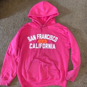 San Francisco Bay hot pink hoodie.
